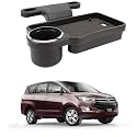 Oshotto (FT-04) Foldable Car Auto Headrest Rear Back Seat Table Drink Food Cup Tray Holder Compatible with Toyota Innova - Black
