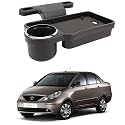 Oshotto (FT-04) Foldable Car Auto Headrest Rear Back Seat Table Drink Food Cup Tray Holder Compatible with Tata Indigo - Black