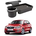 Oshotto (FT-04) Foldable Car Auto Headrest Rear Back Seat Table Drink Food Cup Tray Holder Compatible with Skoda Rapid - Black