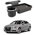 Oshotto (FT-04) Foldable Car Auto Headrest Rear Back Seat Table Drink Food Cup Tray Holder Compatible with Audi A3 - Black