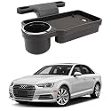Oshotto (FT-04) Foldable Car Auto Headrest Rear Back Seat Table Drink Food Cup Tray Holder Compatible with Audi A4 (2010-2016) - Black