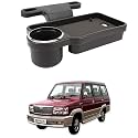 Oshotto (FT-04) Foldable Car Auto Headrest Rear Back Seat Table Drink Food Cup Tray Holder Compatible with Toyota Qualis - Black