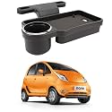Oshotto (FT-04) Foldable Car Auto Headrest Rear Back Seat Table Drink Food Cup Tray Holder Compatible with Tata Nano - Black