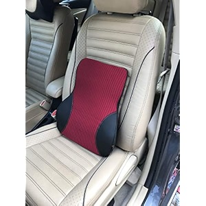 oshotto leatherite finish lumbar support for office chair  back pillow for car  memory foam orthopedic cushion - provides low back supportcompatible with lexus rx black red