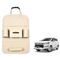 Oshotto Car Backseat Storage Organizer Phone Holder,Multi-Pocket for Bottles, Tissue Boxes,Kids Toy Storage and Great Travel Accessory Compatible with Toyota Innova Crysta (Beige)
