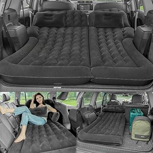 oshotto multifunctional car inflatable bed air mattress suv car travel outdoor camping mat with two air pillows and air pump compatible with mahindra xuv 700 black