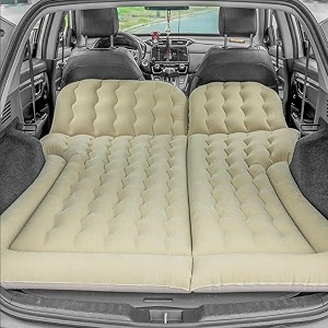 oshotto multifunctional car inflatable bed air mattress suv car travel outdoor camping mat with two air pillows and air pump compatible with mahindra xuv 700 beige