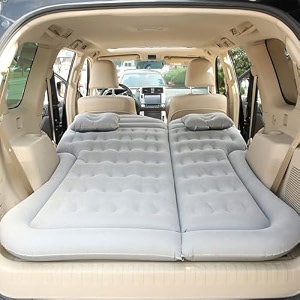 oshotto multifunctional car inflatable bed air mattress suv car travel outdoor camping mat with two air pillows and air pump compatible with mahindra xuv 700 grey