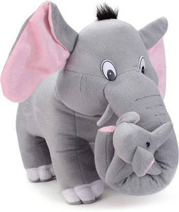 osjs mother elephant mumma with 2 babies soft toy - 30 cm grey  - 40 cm