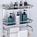 oslen 2In1 Bathroom Accessories | Bathroom Towel Holder | Bathroom Shelf with Rail Stainless Steel Wall Shelf (Number of Shelves - 2, Steel)