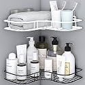 Oslen ( Pack of 2 Self-Adhesive Shelf/Storage Organizer for Bathroom and Kitchen Corner Wall Mounted Rack Shelf Bathroom Accessories Storage Rack (No Drilling-Shelf Adhesive) (Black and White)