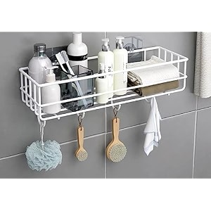 oslen self-adhesive multipurpose bathroom rack bathroom shelf organizer wall mounted shelfbathroom accessories set for homebathroom shelves white