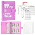 Ospelelf 100 Envelopes Money Saving Challenge Budget Book, 52 Week Budget Binder with Cash Envelopes to Save $10,000, Glitter Purple