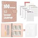 Ospelelf 100 Envelopes Money Saving Challenge Binder 52 Week Budget Book with Cash Envelopes to Save $10,000, Glitter Rose Gold