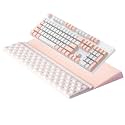 Ospelelf Keyboard Wrist Rest, Ergonomic Memory Foam Wrist Support for Typing & Gaming, Tilted Keyboard Pad, Aesthetic Desk Accessories for Office, Relief for Carpal Tunnel & Wrist Pain, Pink White