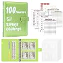 Ospelelf Save $10,000 Money Challenge Budget Binder, 52 Week 100 Envelopes Savings Challenges Budget Book, Glitter Green