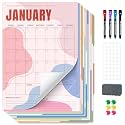Ospelelf Undated Dry Erase Wall Calendar 12 Month, 12" x 17" Laminated Yearly Calendar for Home, Reusable Fridge Calendar 2026, 12 Sheets
