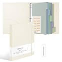 Ospelelf Vintage Hardcover 3 Ring 1 inch Leather Binder, Professional Binders Organizer Suitable for Letter Size Documents, Binder Dividers with Tabs, Beige