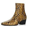 OSSTONE Men Chelsea Ankle Boots Leather Snake