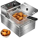 OSTBA 10.36QT Countertop Electric Deep Fryer with Basket, Stainless Steel