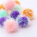 Cat Ball Toy Pom Pom Sparkle Fuzzy Balls 2 Inches Interactive Cat Toy Assorted Color 12 Pack