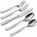 OSVSEE Hammered Silverware Set, 18/10 Stainless Steel Flatware Set for 4