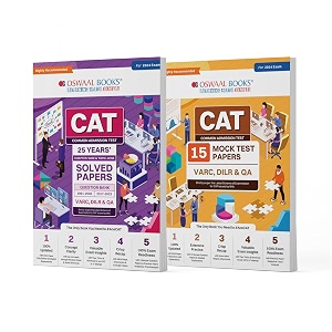 oswaal cat 25 years39 solved papers  15 mock test papers set of 2 books  for 2024 exam