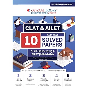 oswaal clat amp ailet 10 previous solved papers year-wise  clat 2020-2024 amp ailet 2020-2024  for admission test 2025