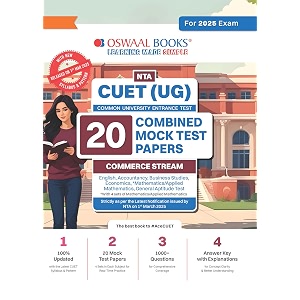 oswaal nta cuet ug 20 combined mock test papers commerce stream english mathematics accountancy economics business studies general aptitude test for 2025 exam  with new syllabus amp pattern released on 1st march 2025