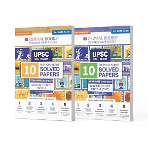 oswaal upsc cse prelims 10 previous years solved papers  general studies  paper i amp ii  year-wise 2015-2024  english medium  set of 2 books  for 2025 exam