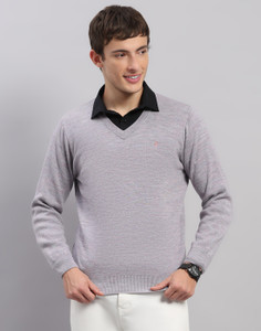 OSWAL Men Solid V Neck Multicolor Sweater
