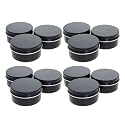 Othmro 12pcs 2.7oz Metal Round Tins Aluminum Tin Cans Containers with Screw Lid, 68 * 35mm(DxH) Black tin cans for Salve, Spices, Lip Balm, Tea or Candies 80ml