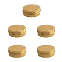 Othmro 15Pcs 2oz Round Metal Tins Aluminum Tin Cans Jar Refillable Containers 60ml Tin Cans Tin Bottles Containers with Screw Lid for Salve Spices Lip Balm Tea Candies Gold 68×25mm