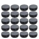 Othmro 20pcs 2oz Metal Round Tins Aluminum Tin Cans Containers with Screw Lid, 68 * 25mm(DxH) Black tin cans for Salve, Spices, Lip Balm, Tea or Candies 60ml