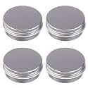 Othmro 24Pcs 1.4oz Metal Round Tins Aluminum Tin Cans Jar Refillable Containers with Screw Top Lids 40ml Round Tin Container Bottle for Salve Spices Lip Balm Tea Candies Silver 57×22mm