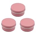 Othmro 3Pcs 2.7oz Metal Round Tins Aluminum Tin Cans Jar Refillable Containers 80ml Tin Cans Tin Bottles Containers with Screw Lid for Salve Spices Lip Balm Tea Candies Pink 68×35mm
