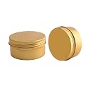 Othmro 3pcs 2.7oz Metal Round Tins Aluminum Tin Cans Containers with Screw Lid, 68 * 35mm(DxH) Gold tin cans for Salve, Spices, Lip Balm, Tea or Candies 80ml