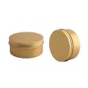Othmro 3Pcs 5.1oz Metal Round Tins Aluminum Tin Cans Jar Refillable Containers 150ml Tin Cans Tin Bottles Containers with Screw Lid for Salve Spices Lip Balm Tea Candies Gold 83×38mm