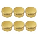 Othmro 6pcs 2.7oz Metal Round Tins Aluminum Tin Cans Containers with Screw Lid, 68 * 35mm(DxH) Gold tin cans for Salve, Spices, Lip Balm, Tea or Candies 80ml