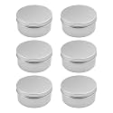 Othmro 6pcs 6.8oz Metal Round Tins Aluminum Tin Cans Containers with Screw Lid, 92*45mm(DxH) Silver tin cans for Salve, Spices, Lip Balm, Tea or Candies 200ml