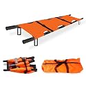 OTICA Foldable Stretcher for Patient Shifting, Portable Stretcher for Emergency Hospital Use, Stretcher for Patient with Safety Belt, Stretcher for Ambulance (Mild Steel, Four Fold, Orange)