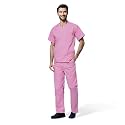 OTICA Men Scrub Suite for Doctors, Nurses, Dentists and Healthcare Professionals|Mordern Fit|Cotton|Unifrom for Doctor (M, Baby Pink)