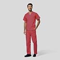 OTICA Premium Quality Men Scrub Suite For Doctors, Nurses, Dentists And Healthcare Professionals, 3 Pockets, Modern Fit, Cotton Feel, Uniform For Doctors, Color : Cherry, Size: XS