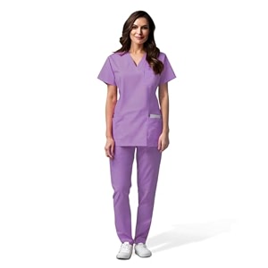 otica premium quality women scrub suite for doctors nurses dentists and healthcare professionals 3 pockets modern fit cotton feel uniform for doctors color  purple size xl