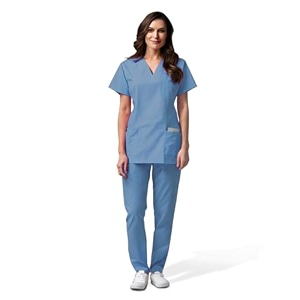 otica premium quality women scrub suite for doctors nurses dentists and healthcare professionals 3 pockets modern fit cotton feel uniform for doctors color  sky blue size l