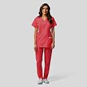 OTICA Premium Quality Women Scrub Suite For Doctors, Nurses, Dentists And Healthcare Professionals, 3 Pockets, Modern Fit, Cotton Feel, Uniform For Doctors, Color : Cherry, Size: XX