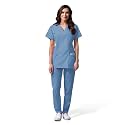 OTICA Premium Quality Women Scrub Suite For Doctors, Nurses, Dentists And Healthcare Professionals, 3 Pockets, Modern Fit, Cotton Feel, Uniform For Doctors, Color : Sky Blue, Size: XL
