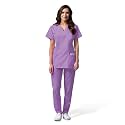 OTICA Premium Quality Women Scrub Suite For Doctors, Nurses, Dentists And Healthcare Professionals, 3 Pockets, Modern Fit, Cotton Feel, Uniform For Doctors, Color : Purple, Size: XL