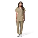 OTICA Premium Quality Women Scrub Suite For Doctors, Nurses, Dentists And Healthcare Professionals, 3 Pockets, Modern Fit, Cotton Feel, Uniform For Doctors, Color : Steel Grey, Size: M