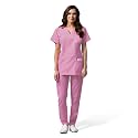 OTICA Premium Quality Women Scrub Suite For Doctors, Nurses, Dentists And Healthcare Professionals, 3 Pockets, Modern Fit, Cotton Feel, Uniform For Doctors, Color : Baby Pink, Size: XXL
